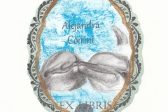Alejandra Coirini, Exlibris Alejandra Coirini ''Nature Jewels, Series'' - ''Doplhin love II'', P6, S, 13x10 cm, 2020