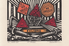 Rahul Dhiman, Exlibris "No drugs", 9.5/12.5 cm, X1, 2018