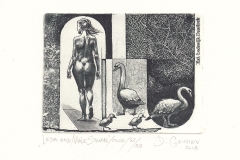 Desislav Gechev, Exlibris, Lodewijk Deurinck "Leda and Male Swan" (C6), 8.4/11.5 cm, 2018, C3