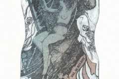 Pavel Hlavaty, Exlibris M. Kuleby ''Memento Mori'', C3, C4, col., 12.4x9.7 cm, 2021