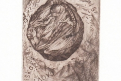 Vlasta Matousova, Exlibris Eliska Sidova ''Chrysalis of Myrmeleon'', C4, 8.8x6.7 cm, 2020