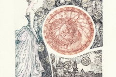 Anastasia Melnikova, Exlibris J. Pichov ''A symbol of mystery'', C3, watercolor, 14.6x12.6 cm, 2020