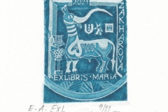Olga Samosujk, Exlibris Maria Zakharova, C3, C11, 9x5.8 cm, 2021