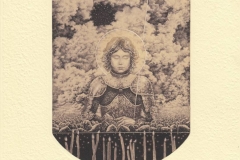 Egor Shokoladov, Exlibris Lodewijk Deurinck ''Phoenix- Jeanne d'Arc'', C3, 14.8x11.6 cm, 2019