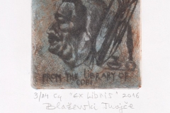 Blazevski Stojan Trajce, "Bookplate, from the library of Cobi", 2016, 10/ 10 cm, C4