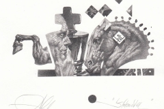 Peter Chinovsky, Exlibris Luigi Bergomi ''Stalemate'', L4, 14x8 cm, 2019