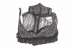Pawel Delekta, Exlibris Vikingskipshuset, 2015, 12/ 12 cm, own technique