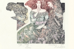 Anastasia Melnikova, Exlibris Brigitte Esche ''Secret of wisdom'', C3, watercolor, 16.6x14.2 cm, 2020