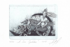 Mariana Myroshnychenko, Exlibris Gdansk Archipelago of Culture ''A Sea Goddess'', C3, C5, 10x13.5 cm, 2018