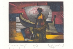 Rumen Nistorov, Exlibris Li Zhongke "Trojan horse", 14/10.5 cm, 2018, C3, C5