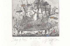Yuriy Nozdrin, Exlibris Vittorio Laura "Ship of fools", 12.3/12.3 cm, 2016, C3, col.